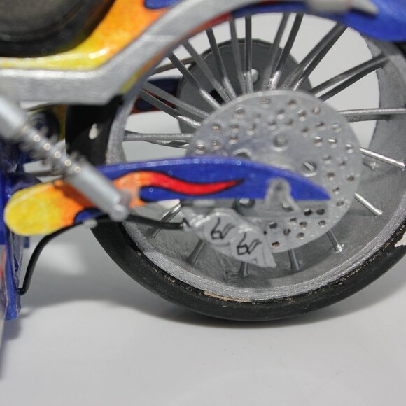 Hand Made Prisoner Art Intricate Motorcycle Made From Paper, Toothpicks 10"L - Picture 10 of 12